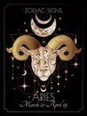 Vector illustration of zodiac signs. Aries Royalty Free Stock Photo